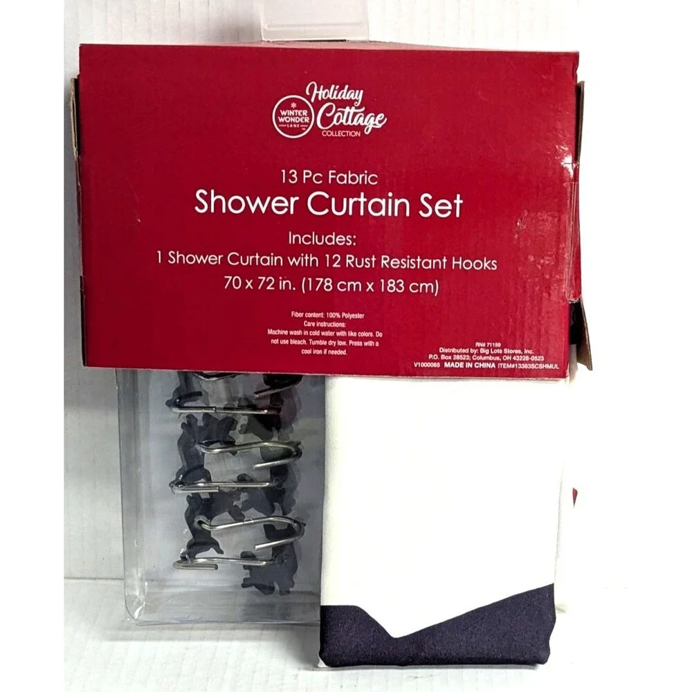 Holiday Cottage Dachshunds Through the Snow Shower Curtain and Hooks Bath Gift